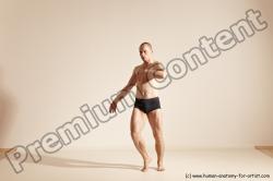 Underwear Gymnastic poses Man White Slim Bald Dancing Dynamic poses Academic